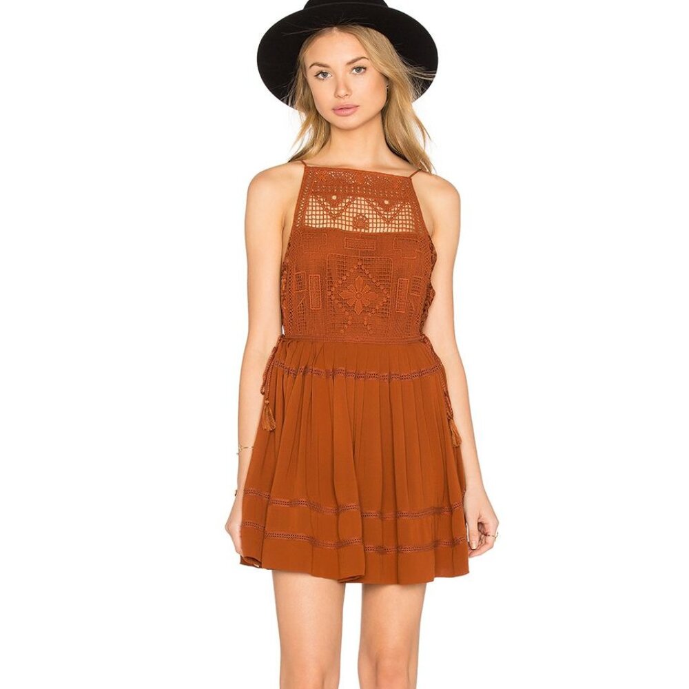 Free People Crochet Emily Dress in Copper - Small